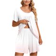 thumbnail image 2 of jovatis Femmes Shorts Décontractés 2024 Femmes Décontractés Col Rond Manches Courtes Deux Pièces Confortables Pyjamas Ensembles Sportifs, 2 of 7