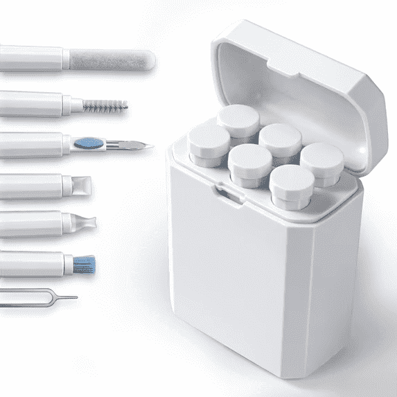 Phone Cleaning Kit Portable Multi Tool Set Airpods Cleaner for Charging Port Type C Lightning Devices White