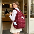 thumbnail image 5 of SGMVNU Backpack for School with Pendant Floral Print Middler High School Campus Backpacks Students Large Capacity Schoolbag, Red, 5 of 7