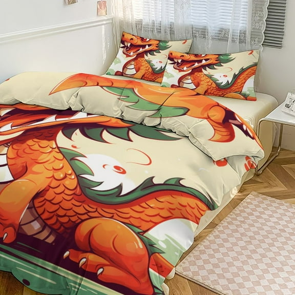 Cute Dragon Baby Bedding Set with Zipper Closure for Girls & Boys
