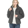 thumbnail image 2 of Women's Drawstring Hem Zipper Front Mock Neck Fleece Cotton Candy Sherpa Jacket with Pockets, 2 of 6
