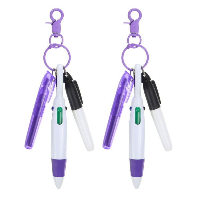 Uxcell Mini Highlighter Pen, Badge Reel Pen Highlighter Permanent Marker Pens Purple