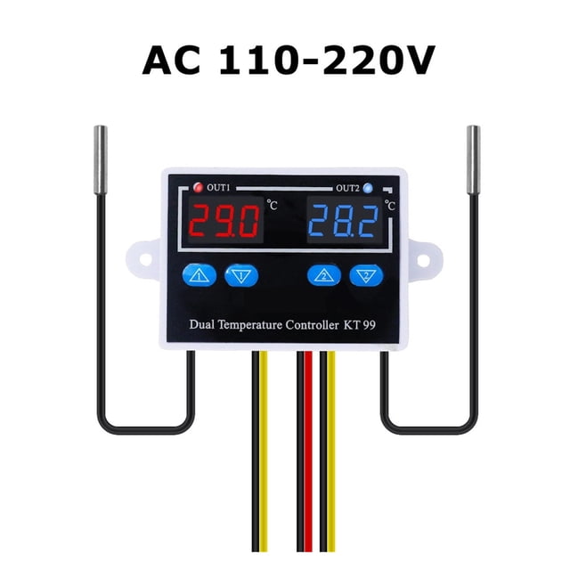 Dual Digital Temperature Controller Two Relay Output 12V 24VThermoregulator Thermostat With Heater Cooler ,Install Easy