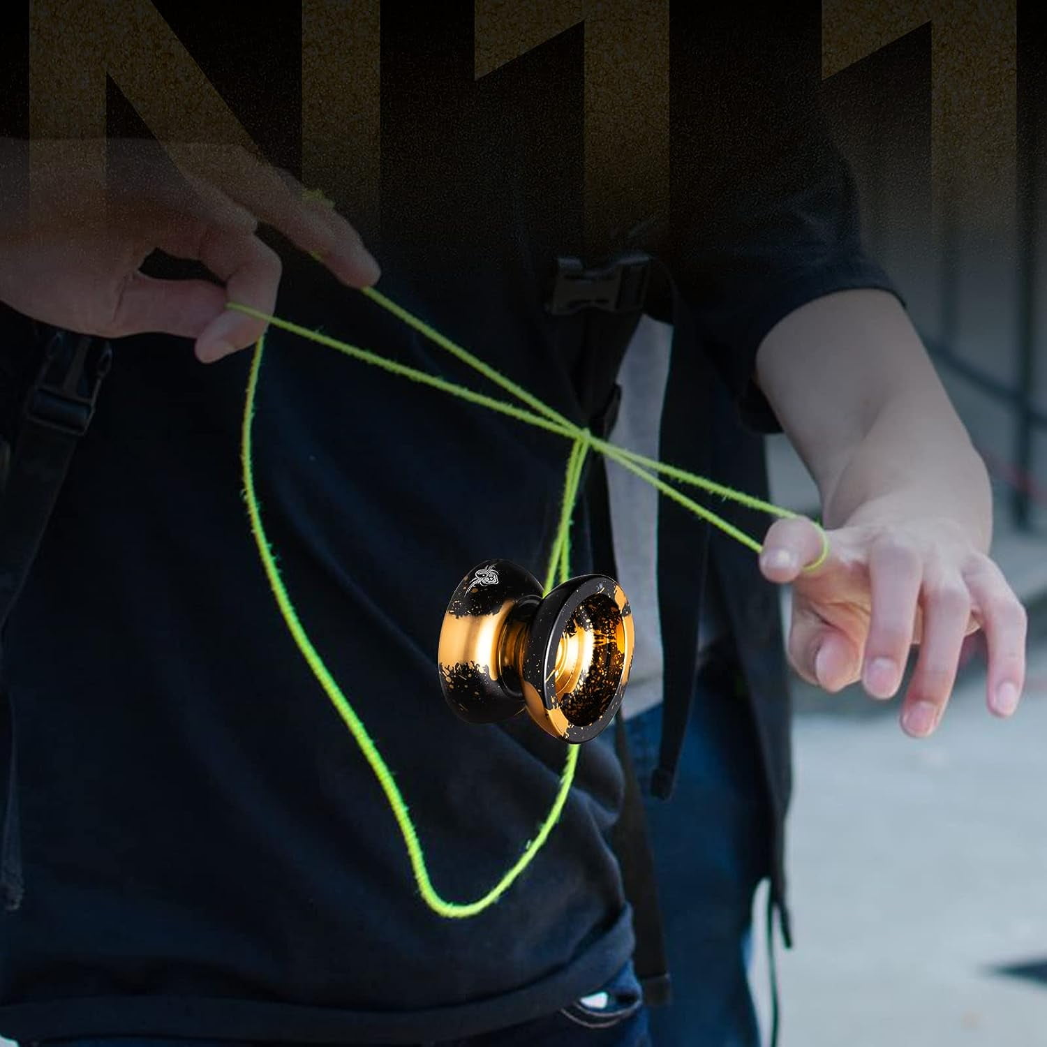 Magicyoyo Professional Yoyo N11 Black Golden, Unresponsive Metal Yoyo for Kids and Advanced