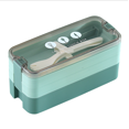 thumbnail image 1 of Fiambrera Bento 1100ml/38oz, Fiambrera Bento de 4 capas con cuchara y tenedor para niños, adultos y trabajadores de oficina, Fiambrera sin BPA Contenedores de alimentos a prueba de fugas (Verde) oso de fresa Hogar, 1 of 5