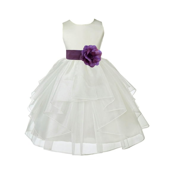 Ekidsbridal Ivory Wisteria Shimmering Organza Flower Girl Dress Junior Beauty Pageant Mini Bridal Gown Ballroom Dance Recital 4613T 4