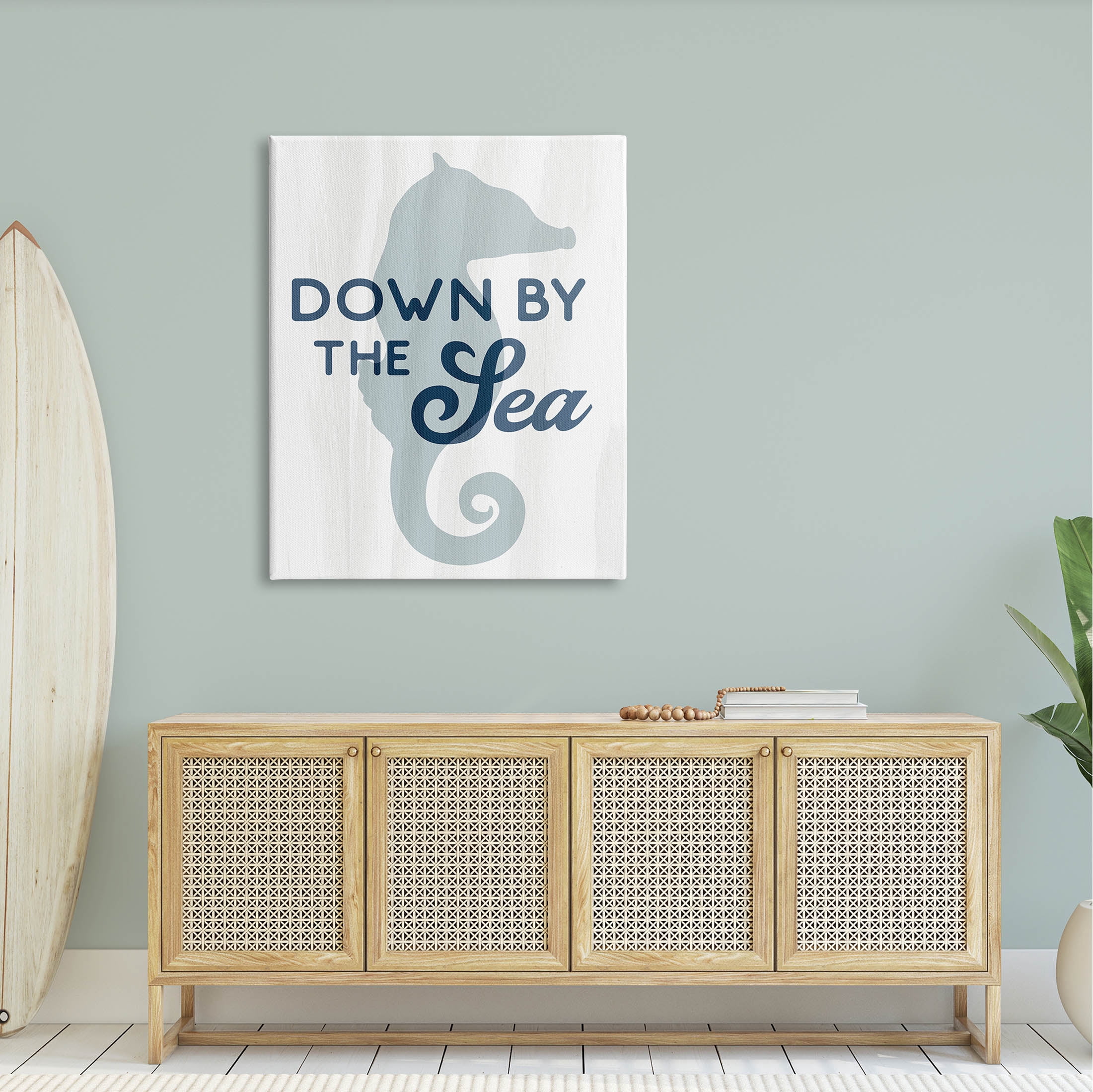 Stupell Industries Down By The Sea Seahorse Graphic Art Gallery Wrapped Canvas Print Wall Art, Design by Lil' Rue