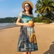 thumbnail image 4 of Easygdp Desert Monkeys Drive para Vestido Transpirable de Mujer, Vestido Suelto de Manga Corta con Pliegues y Bolsillos para el Verano, 4 of 6