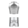 thumbnail image 2 of Kaerm Kids Hip Hop Dance Outfit Girls Sparkly Tank Sleeveless Crop Top and Gymnastics Shorts Ballet Silver 8, 2 of 5