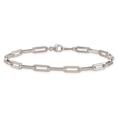 Diamond2Deal Platinum Polished 3.7mm Solid Paperclip Link Chain Bracelet for Women 7.5"