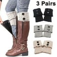 thumbnail image 1 of 3 pares de botas cortas para mujer, calcetines de punto de ganchillo, puños para botas, calentadores de piernas, calcetines Ormromra 222178-2, 1 of 9