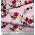 thumbnail image 2 of Soimoi Pink Velvet Fabric Ranunculus & Penoy Floral Print Print Fabric By the Yard 60 Inch Wide, 2 of 3