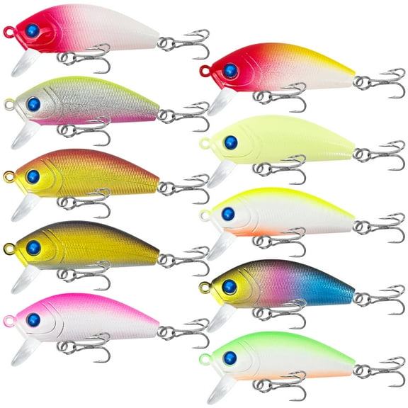 FREE FISHER 10pcs Minnow Fishing Lures crankbaits Set, Fishing Lures Hard Bait Jerkbait Topwater Lures Bait for Bass Trout Pike Freshwater Saltwater 2.2 inch 0.15oz