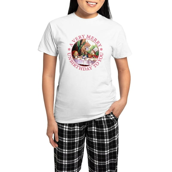 CafePress - A Very Merry Unbirthday To You Women's Light Pajam - Women's Short Sleeve Print T-Shirt and Pants Light Cotton Pajama Set