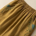 thumbnail image 4 of Ruimatai Women's Bohemian Casual Pants with Embroidered Floral Design Elastic Waist Linen-Like Comfortable Lounge Wear, 4 of 4