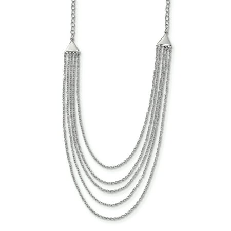- 925 Sterling Silver Multi Strand Chain Necklace Pendant Charm Fancy For Women