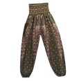 thumbnail image 3 of lionlar Polyester Harem Pants Taille Smockée Coloré Été Décontracté Mode Femmes Vert Foncé, 3 of 4