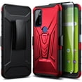 thumbnail image 1 of Nagebee Phone Case for AT&T Radiant Max 5G / Cricket Dream 5G / AT&T Fusion 5G / Innovate 5G with Tempered Glass Screen Protector, Belt Clip Holster with Built-in Kickstand Heavy Duty Rugged (Red), 1 of 5