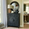 thumbnail image 4 of Alpha Joy Accent Cabinet with 2 Doors, Wood Entryway Cabinet with Flower Pattern in Wood Frame for Living Room, Dining Room, Black, 4 of 12