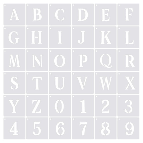 Uxcell 1 Inch Letter Number Stencils 2.2" Width Reusable Alphabet Numbers Templates Set with Ring, White 36 Pack