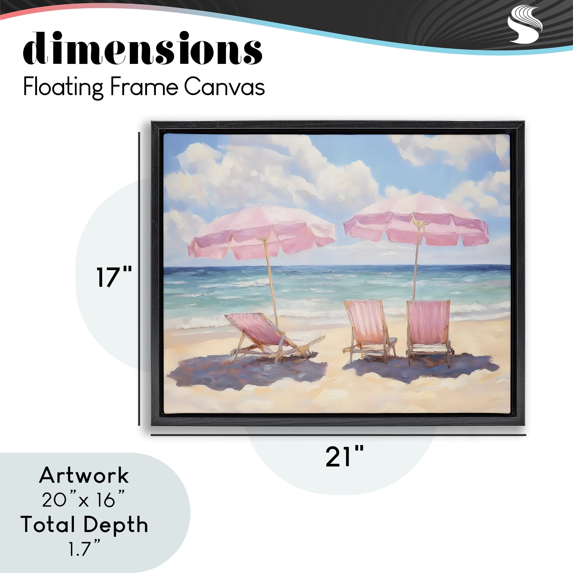 Stupell Industries Pink Summer Chairs by the Sea Black Framed Floater Canvas Wall Art, design by LSR Design Studio