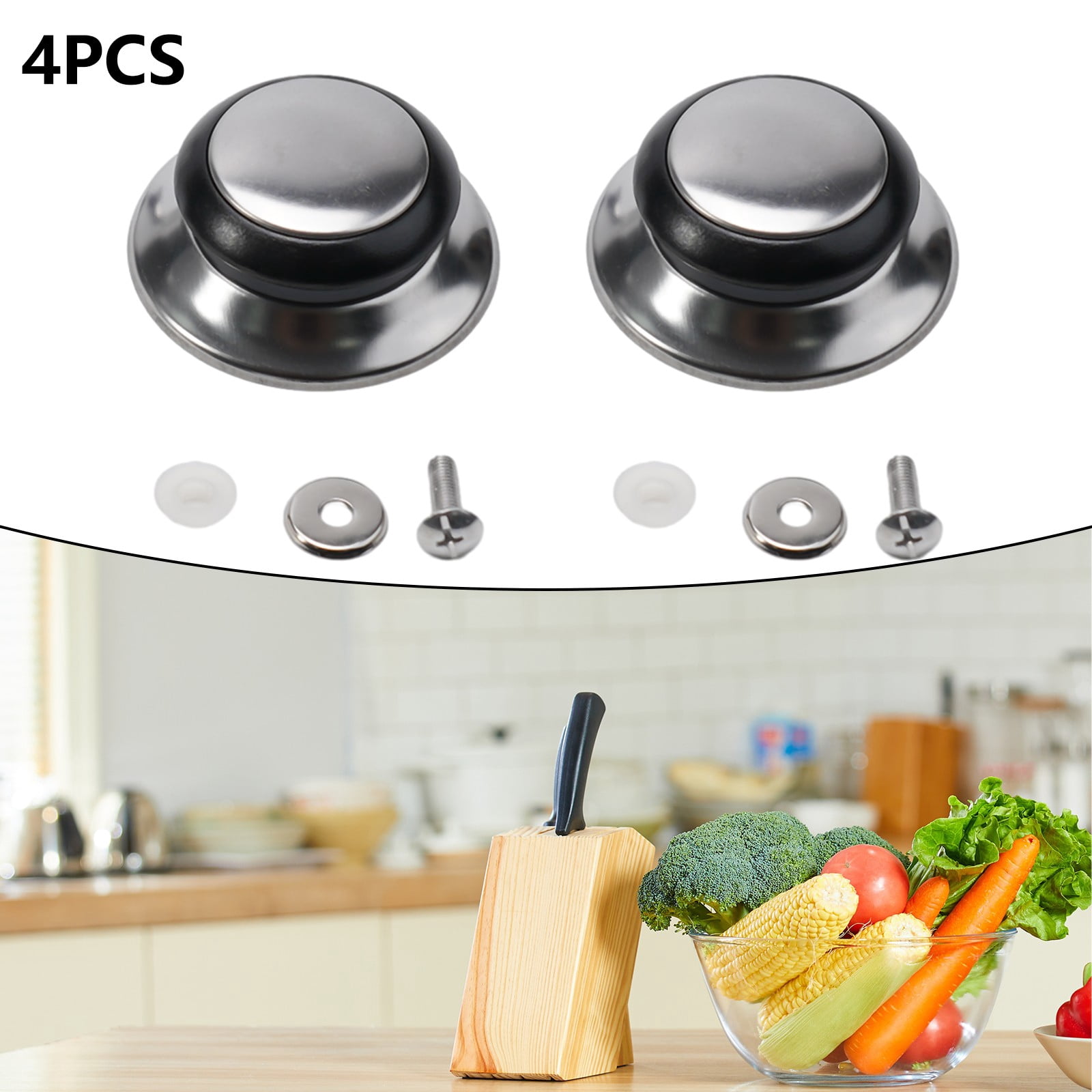 6 Poignées De Couvercle En Acier Inoxydable Et Bakélite - Universelles, Résistantes à La Chaleur - Pour Casseroles Et Marmites - 5