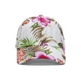thumbnail image 1 of Chapeau Floral Profil Bas Non Structuré - Blanc avec Fleurs Roses, 1 of 2