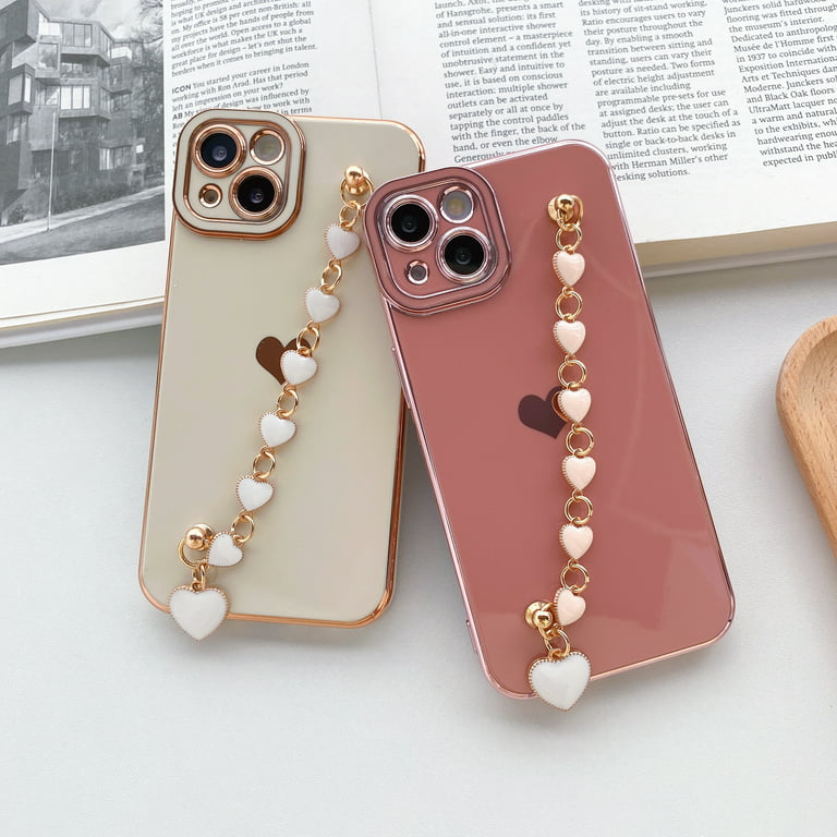 Likiyami (2in1 for Apple iPhone 14 Case Heart for Women Girls Girly Cute  Luxury Pretty Aesthetic Trendy Phone Cases Black and Gold Plating Love  Hearts