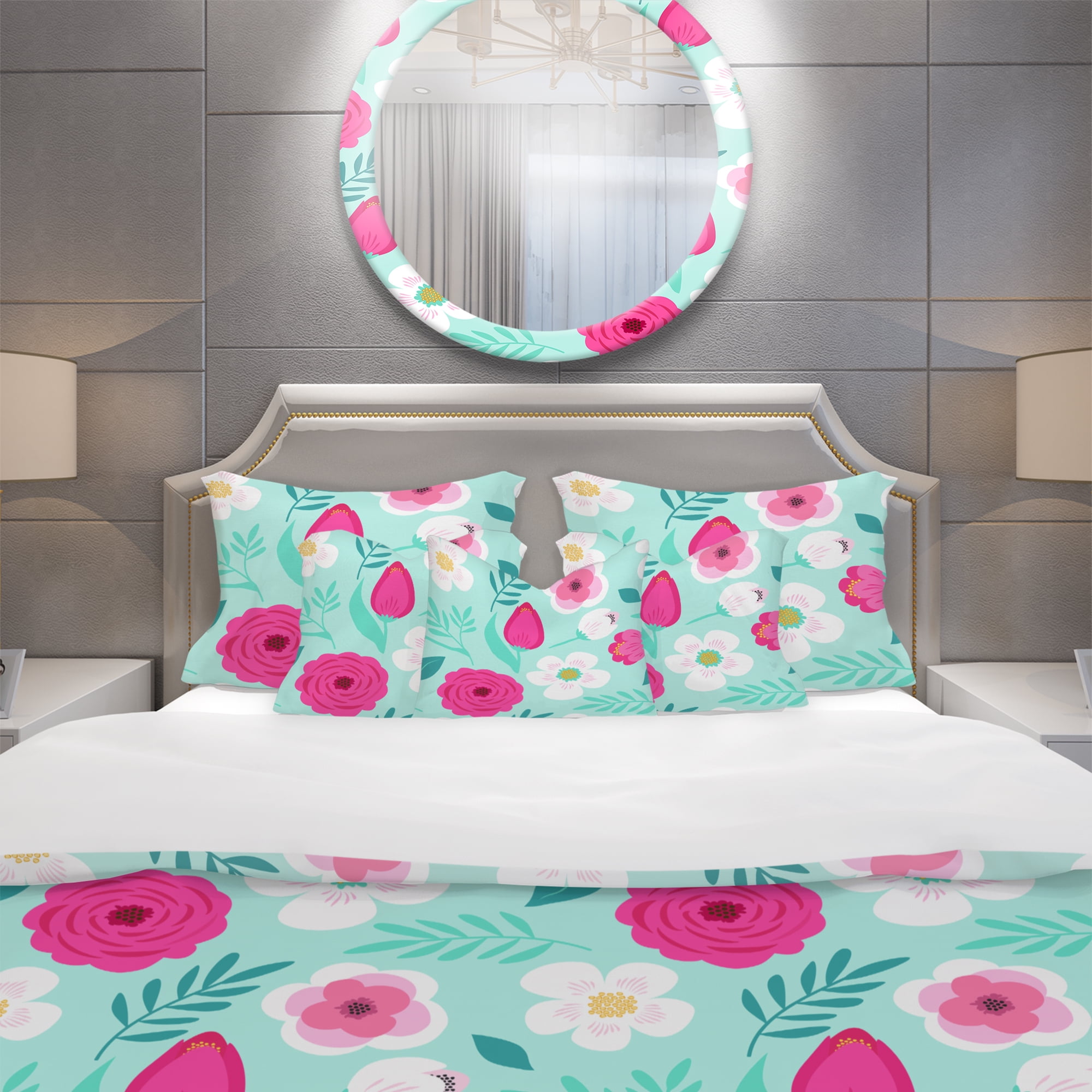 Designart 'Rustic Flowers and Leaves' Modern & Contemporary Duvet Cover Set
