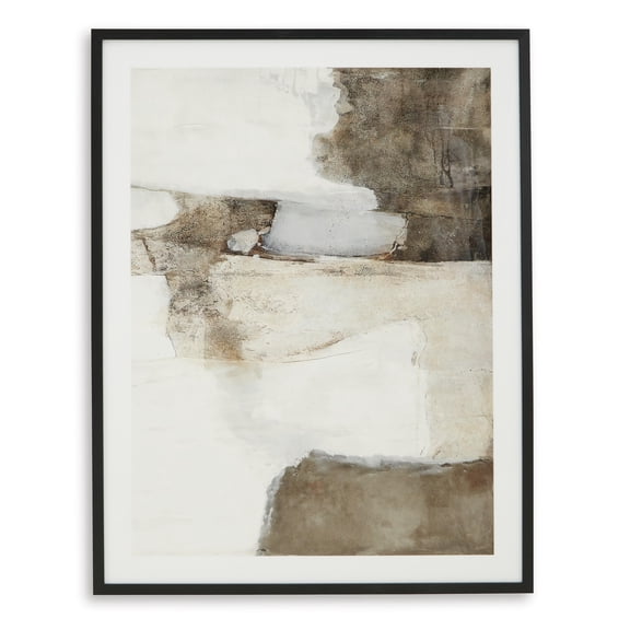 Signature Design by Ashley Aldricton Abstract Wall Art, Brown and White, 40 Inch Contemporary Framed Print