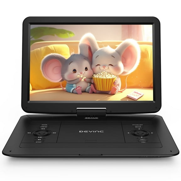 17.9" Portable DVD Player with 15.6" Swivel HD Large Screen, 6 Hrs 5000mAH Rechargeable Battery, High Volume Speaker, Support USB/SD Card/Sync TV, Car Charger, Remote Control