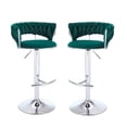 thumbnail image 3 of Tcbosik Set of 2 Velvet Swivel Bar Stools, Modern Height-Adjustable Kitchen & Home Bar Chairs w/ Padded Seat and Chrome Pedestal Base, 360° Rotation, Green, 3 of 6