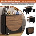 thumbnail image 3 of Blotout 5 PCS Farmhouse Dining Table Set for 4, 60'' Large Oval Folding Dining Table Set w/4 Leather Chairs,6 Wheels,Drop Leaf Foldable Kitchen Table w/2-Layer Storage Shelf for Small Spaces, Walnut, 3 of 8