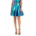 thumbnail image 2 of Women's Shiny Metallic Neon Skirt Mini Flared Pleated Skirts PVC Leather A-Line Skater Skirt, 2 of 9