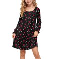thumbnail image 3 of Auroural Girl'S Round Neck Long Sleeves Dress Homewear Sleeping Dress Kids, 3 of 9