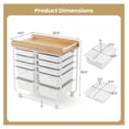 thumbnail image 3 of 10-Drawer Rolling Storage Cart, Storage Cart with Wooden , Lockable Wheels and Handles, Art Cart Supply Storage Organizer with Metal Frame for Home Office Classroom, White, 3 of 8