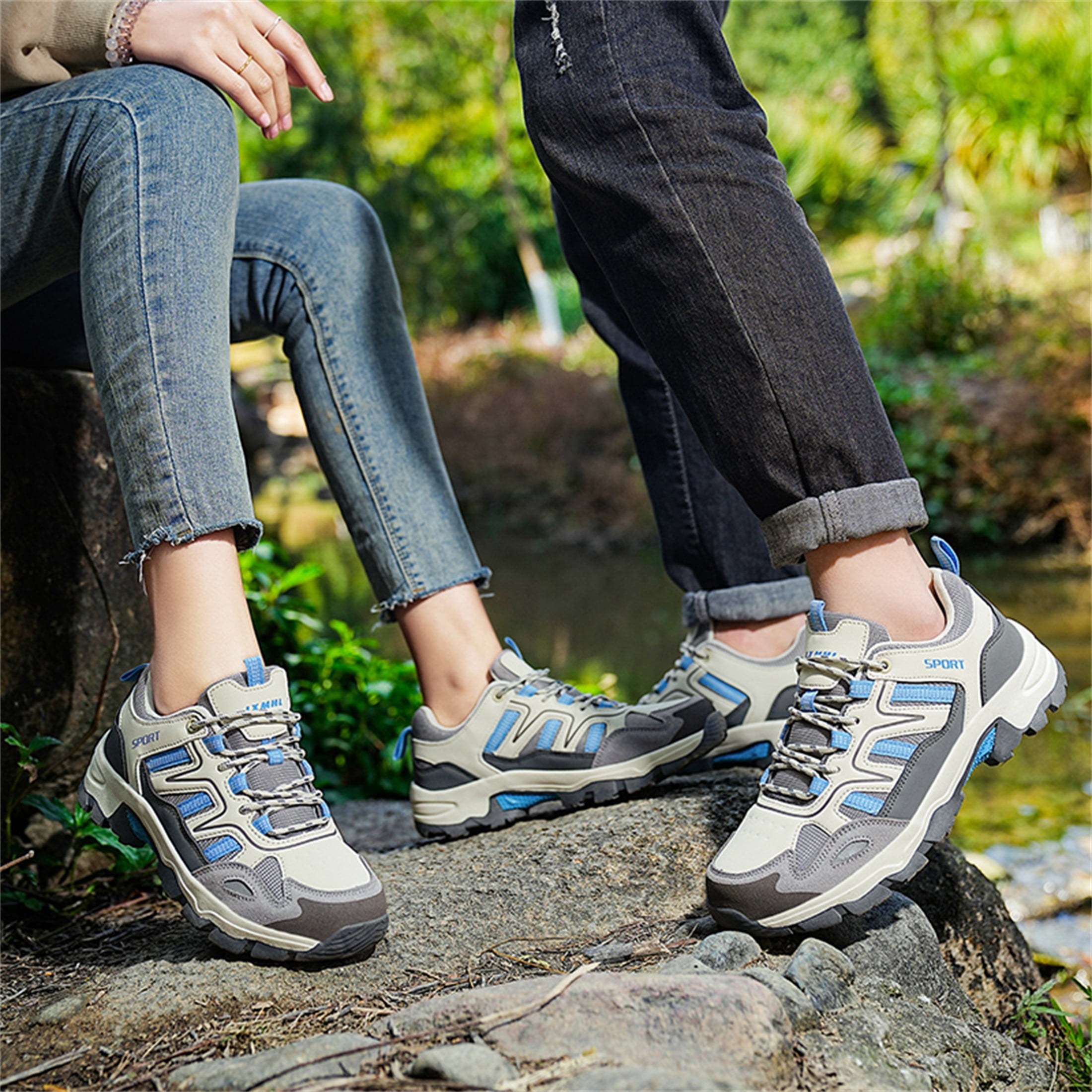 LASUDRAA Mens Womens Non-Slip Hiking Shoes Breathable Lightweight Outdoor Trekking Sneakers for Walking Camping