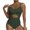 Green, variant on Honeeladyy Women Twisted Front One Piece Swimsuit Solid Color High Waisted Bathing Suit Cut Out Slim Fit Back Crossed Swimwear Black L