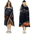 thumbnail image 3 of Halloween Wearable Blanket, Cozy Cloak Hooded Blanket Cat Pumpkin Throw Blanket for Adult Kids-C2-L, 3 of 6