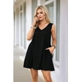 thumbnail image 6 of Women's Sleeveless V-Neck Mini Dress Beach Casual Sundress Summer Vacation Outfit Black XS, 6 of 7