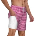 thumbnail image 2 of Kdxio Pink Gingham Print Men'S Swim Trunks With Compression Liner 7 Inch Inseam Quick Dry Swim Shorts, 2 of 7