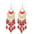 thumbnail image 4 of Pendientes de borla vintage Jadeshay 2 x aretes de borla rojo, 4 of 8