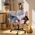 thumbnail image 3 of Waleaf Criss Cross Chair with Flip-Up Arms & Airbag Lumbar Support, Wide Seat Office Chair on Wheels, Pink, 3 of 8