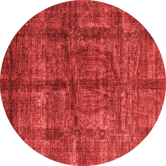 Ahgly Company Machine Washable Indoor Round Oriental Red Modern Area Rugs, 4' Round