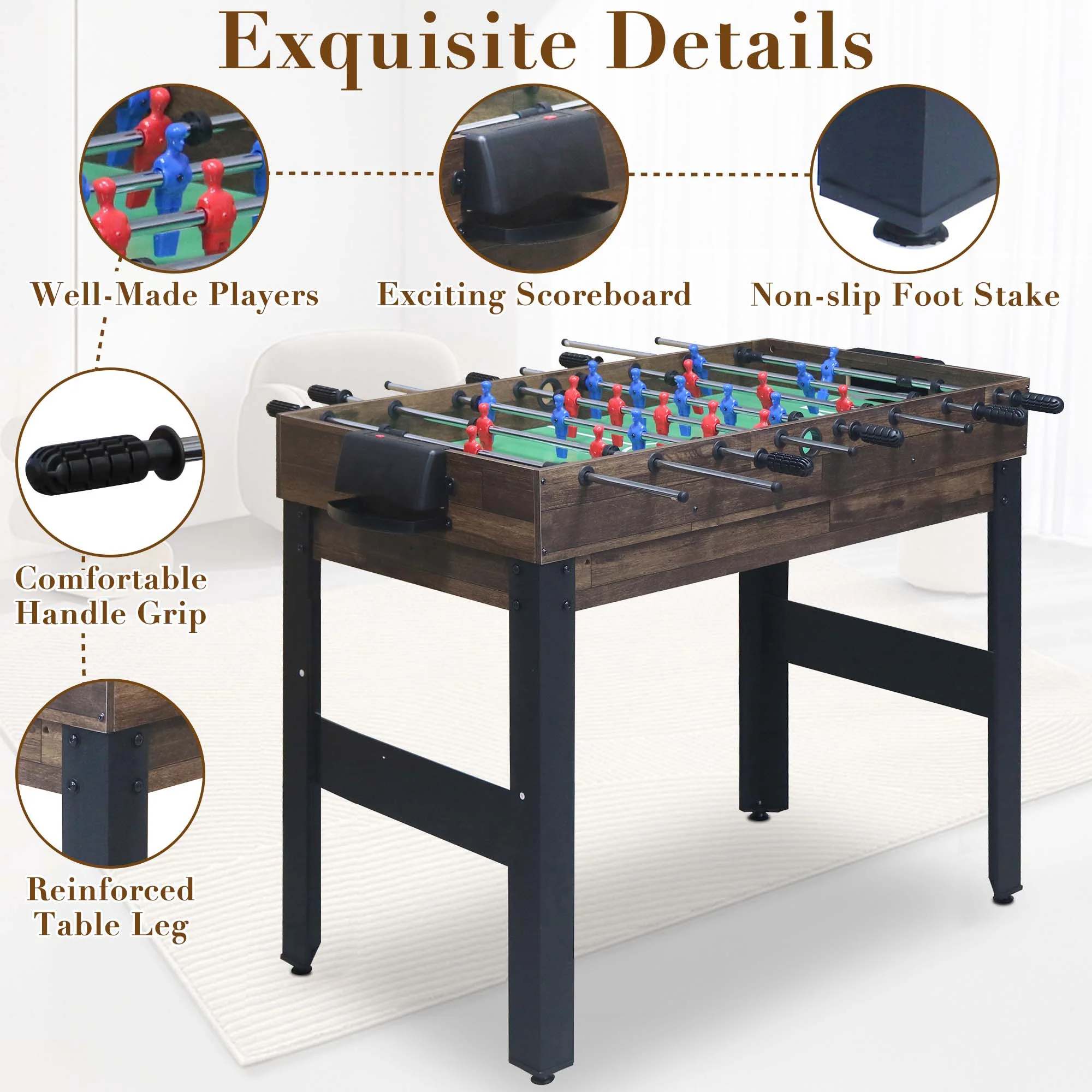 48'' 16 in 1 Multi Game Table Combo Game Table Set for Game Room, Multifunctional Game Table with Bow, Arrow, Basketball, Football, Hockey, Foosball, Shuffleboard, Ping Pong, Chess, Checkers, Bowling