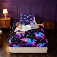 thumbnail image 4 of Manfei Fantasy Dragon Animals Twin Sheets,Vintage Stars Moon Bedding,Blue Purple,3 Pieces,1 Flat Sheet,1 Fitted Sheet and 1 Pillowcase, 4 of 6