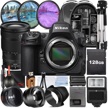 Nikon Z8 Mirrorless Camera with 24-120mm Lens + 128GB Memory Card + Full Size Tripod + SV Premium Accessory Bundle (International Version)