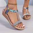 thumbnail image 6 of Summer Plus Size Casual Women's Elastic Beach Wedge Sandals Summer Sandals Blue 38, 6 of 8