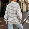 thumbnail image 4 of DISKEBUISS Women's Striped Mock Neck Sweatshirt Casual Loose Long Sleeve Pullover Tops Fashion Shirts for Fall Daily, 4 of 5