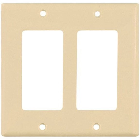 Cooper Wiring Devices 5152V  2-Gang Decorator GFCI Rocker Switch Wall Plate, Unbreakable Nylon, Standard Size, Ivory